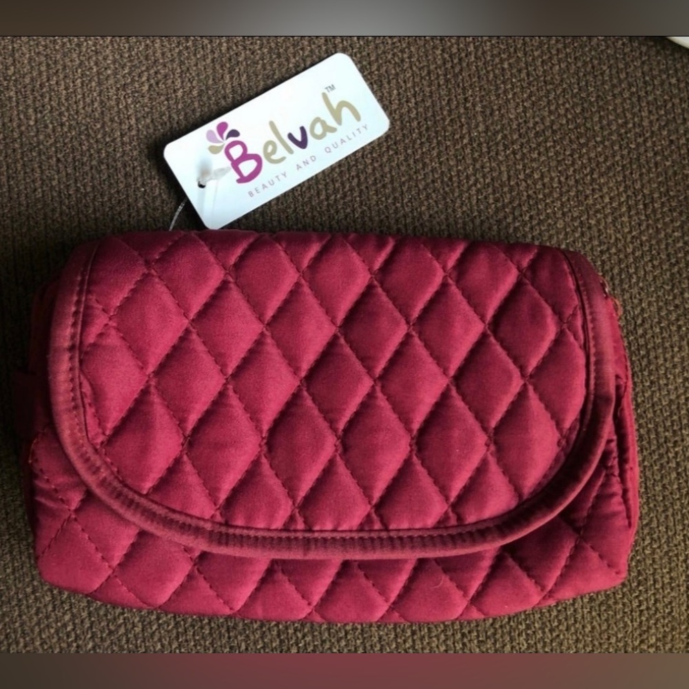 Belvah quilted pink cosmetic bag/clutch - NWT